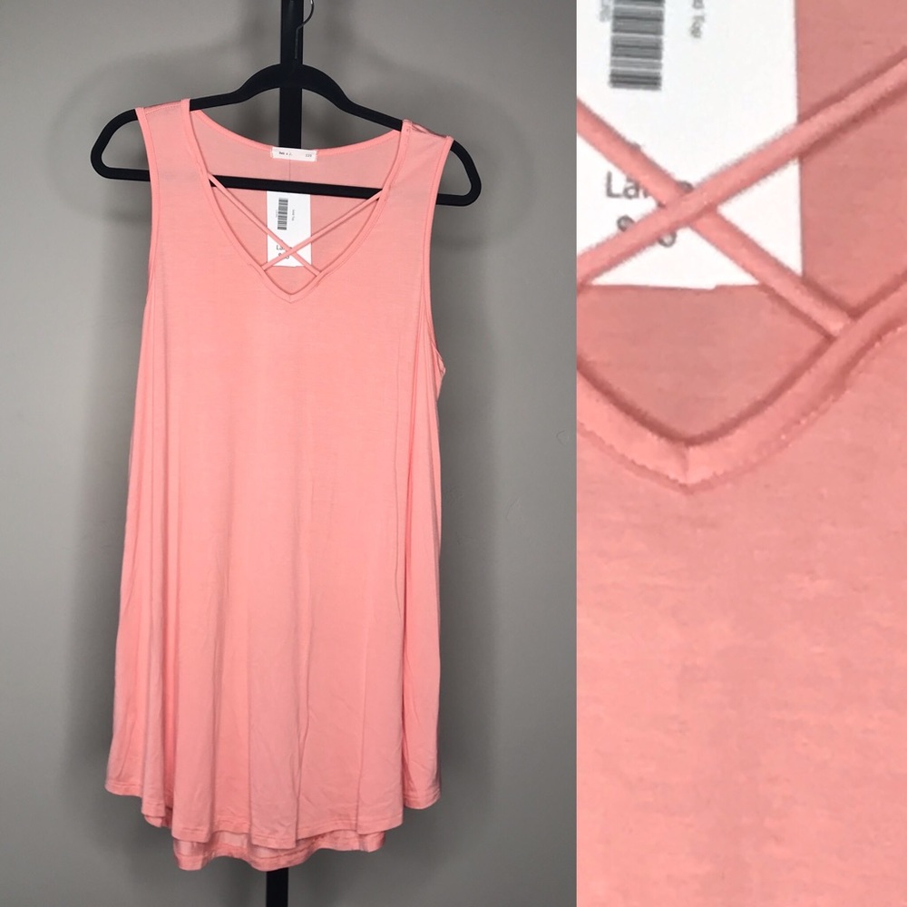 Peach criss cross tunic dress